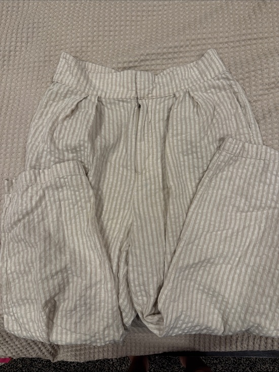 Urban Outfitters Pants - Urban Outfitters Beige and White Striped Cropped Pants